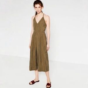 Zara Braided Green Cropped Jumpsuit Romper